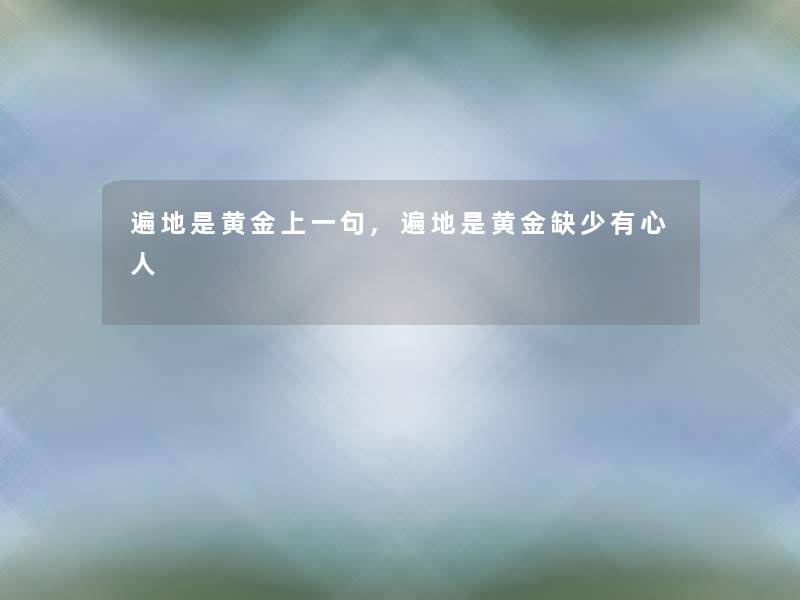 遍地是黄金上一句,遍地是黄金缺少有心人