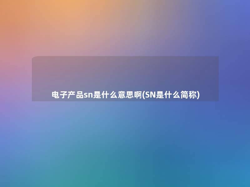 电子产品sn是什么意思啊(SN是什么简称)