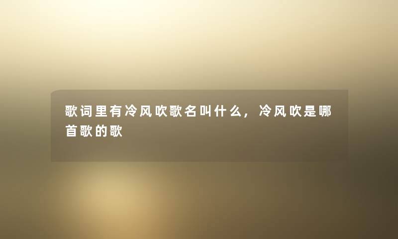 歌词里有冷风吹歌名叫什么,冷风吹是哪首歌的歌