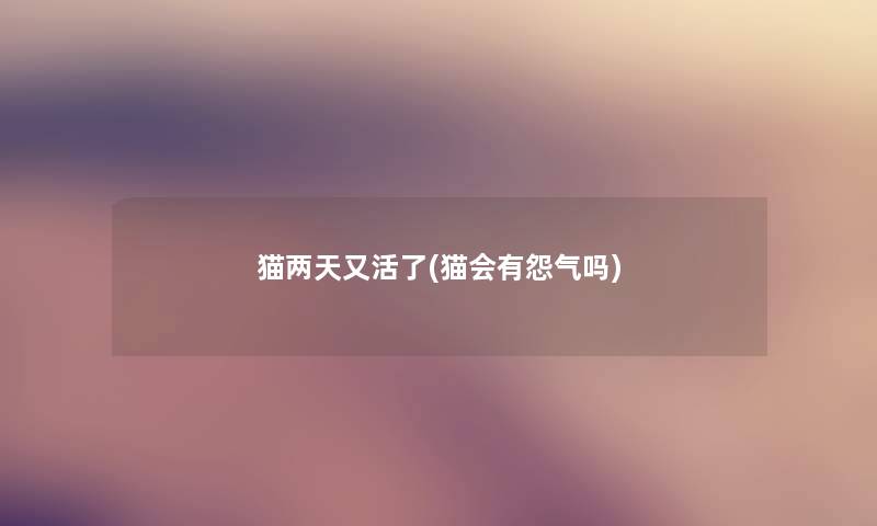 猫两天又活了(猫会有怨气吗)