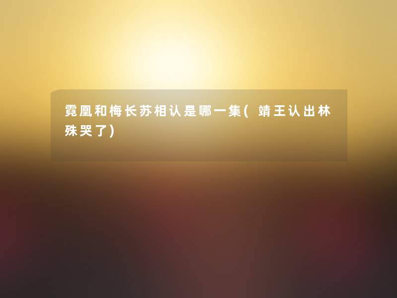 霓凰和梅长苏相认是哪一集(靖王认出林殊哭了)