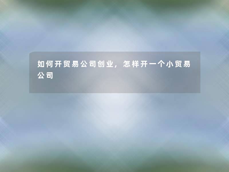 如何开贸易公司创业,怎样开一个小贸易公司