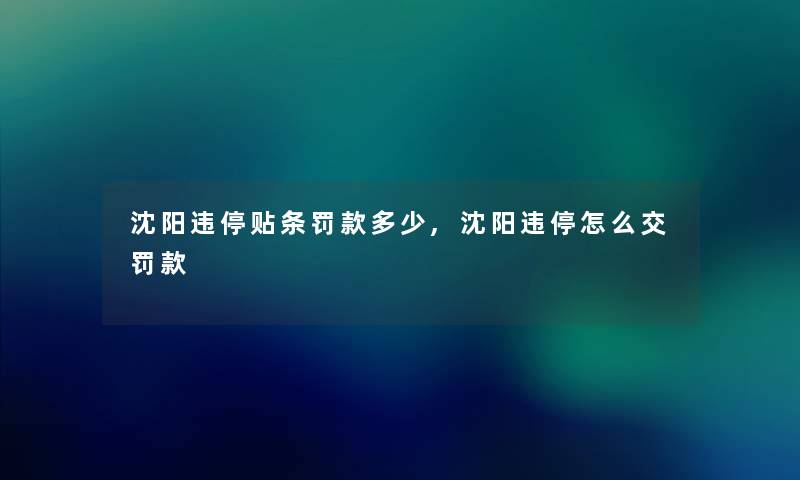 沈阳违停贴条罚款多少,沈阳违停怎么交罚款 沈阳违停贴条罚款多少,沈阳违停怎么交罚款