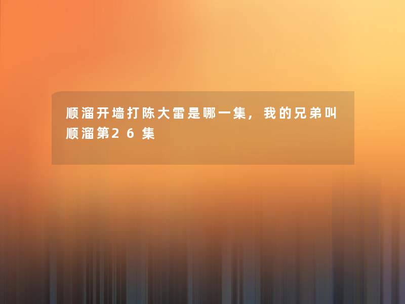顺溜开墙打陈大雷是哪一集,我的兄弟叫顺溜第26集