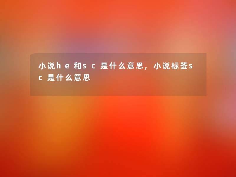小说he和sc是什么意思,小说标签sc是什么意思
