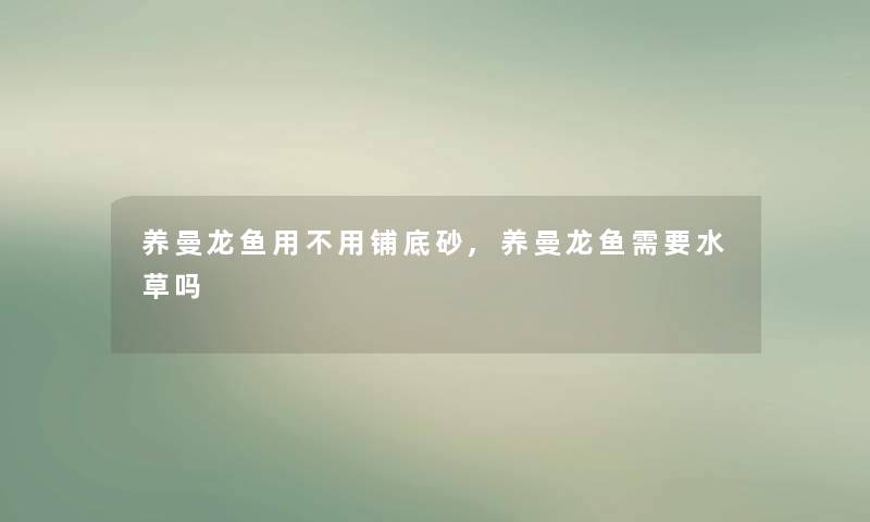 养曼龙鱼用不用铺底砂,养曼龙鱼需要水草吗 养曼龙鱼用不用铺底砂,养曼龙鱼需要水草吗