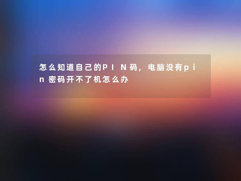 怎么知道自己的PIN码,电脑没有pin密码开不了机怎么办 怎么知道自己的PIN码,电脑没有pin密码开不了机怎么办