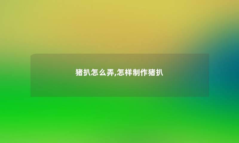 猪扒怎么弄,怎样制作猪扒