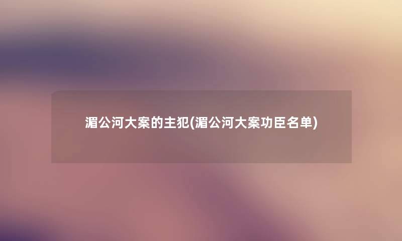 湄公河大案的主犯(湄公河大案功臣名单)